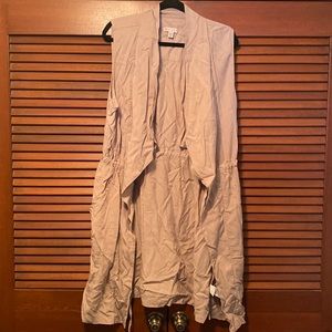 Eliane Rose Khaki Tan Long Open Draped Cardigan Vest XL